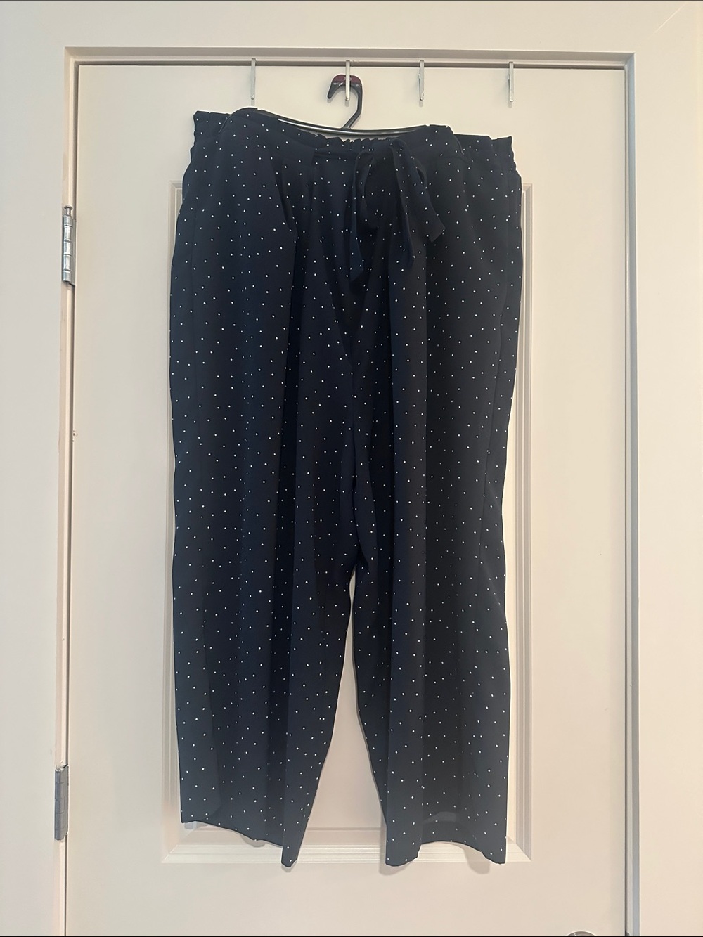 Madison Navy Straight-Leg Polka Dot Pants